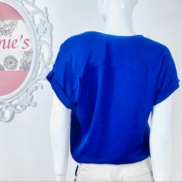 BCBGMaxAzria/Blue Sapphire Oversized Tie Waist Top - Picture 4 of 8